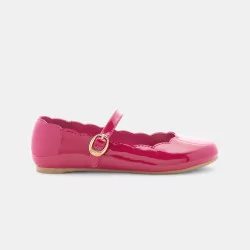 Girls' pink patent T-strap ballerina pumps