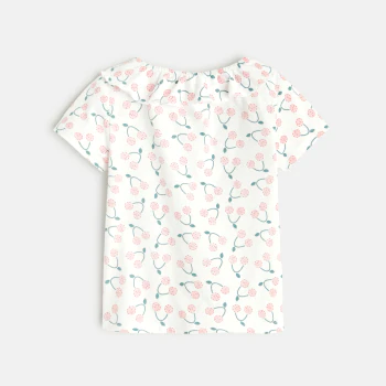 Pink ruffled collar T-shirt