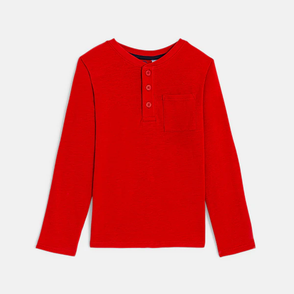 Boys' red button-down collar T-shirt