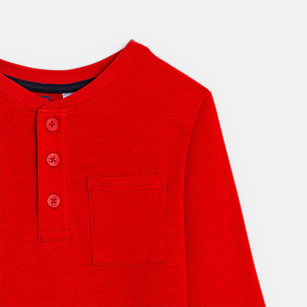 Boys' red button-down collar T-shirt
