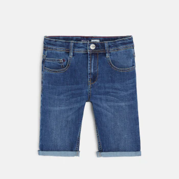 Hyper-stretch denim slim fit bermuda shorts