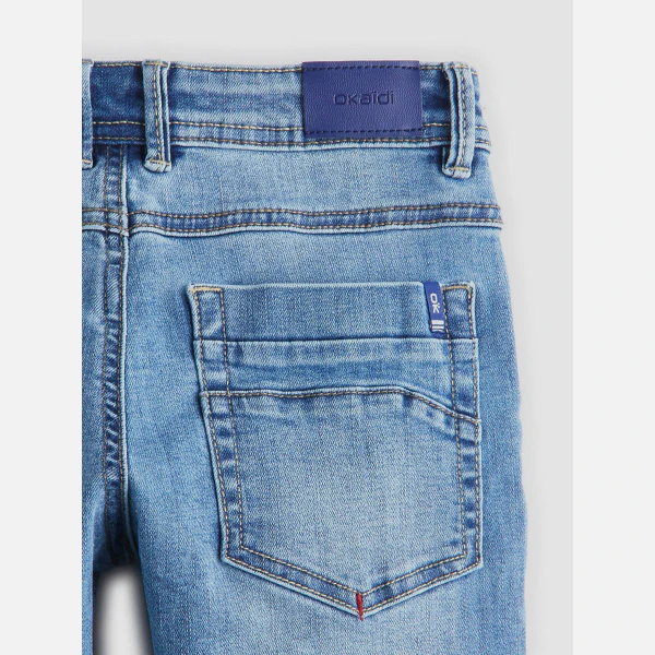 Hyper-stretch denim slim fit bermuda shorts