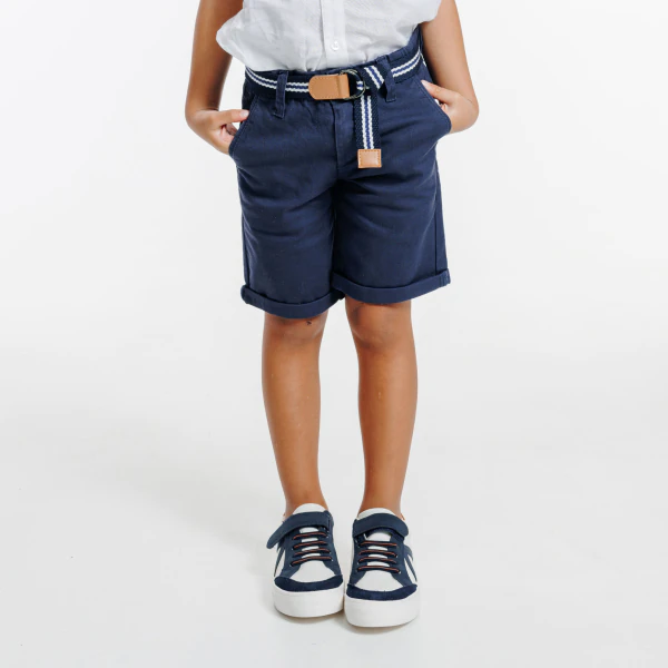 Canvas bermuda shorts + belt