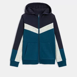 Boys' blue triple-tone hoodie