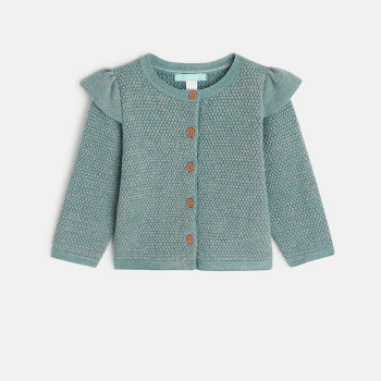 Fancy iridescent knit cardigan with ruffles