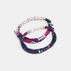 Girls' pink slogan bracelets (set of 2)