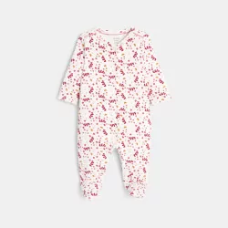 Baby girls' pink velvet floral sleep suit