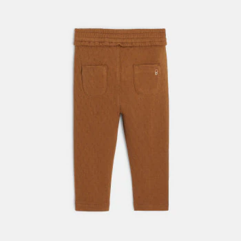 Baby girls' decorative brown knitted trousers with elasticated waistband