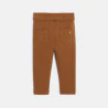 Baby girls' decorative brown knitted trousers with elasticated waistband