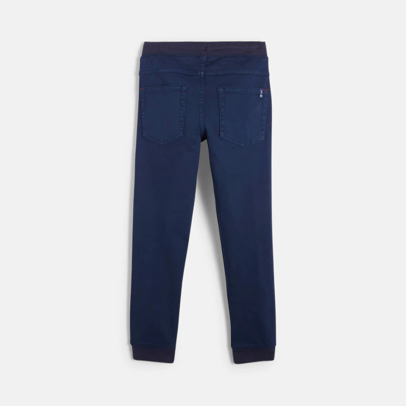 Plain-colored stretch canvas jogpants