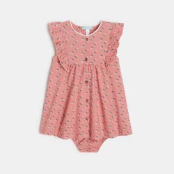 Baby girls' pink dress with buttons and ruffles