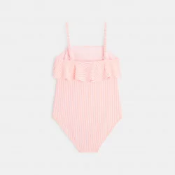 Striped swimsuit with a frill