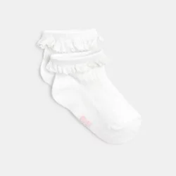 Baby girls' fancy white lace frill socks
