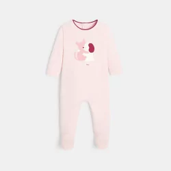 Baby girls' pink cat and dog sleep suit