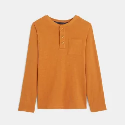 Boys' orange button-down collar T-shirt