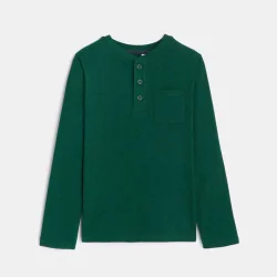 Boys' green button-down collar T-shirt