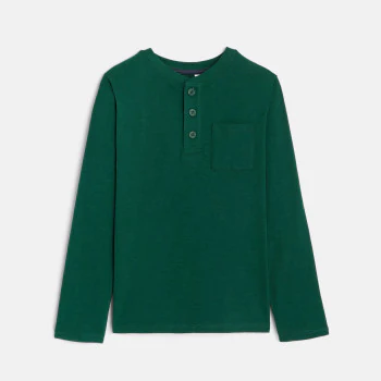 Boys' green button-down collar T-shirt