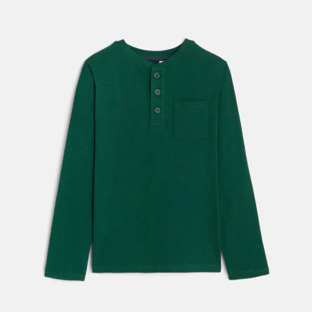 Boys' green button-down collar T-shirt