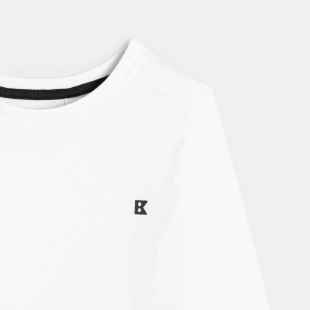 Boys' plain white long-sleeved T-shirt