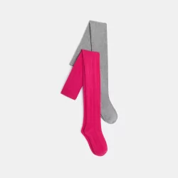 Girls' warm pink knitted tights (2-pack)
