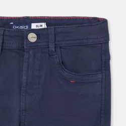 Plain slim-fit fabric trousers