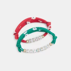 Girls' red slogan bracelets...