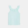 Plain-coloured tank top with ruffled collar