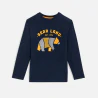 Boys' blue bear-themed long-sleeve T-shirt