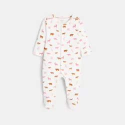 Baby girls' pink forest animals velvet sleep suit