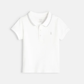 Plain-colored piqué knit polo shirt