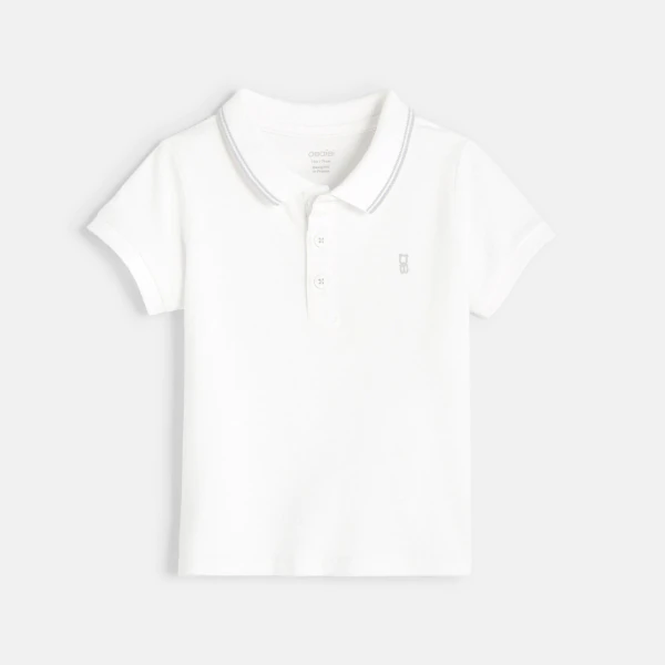 Plain-colored piqué knit polo shirt