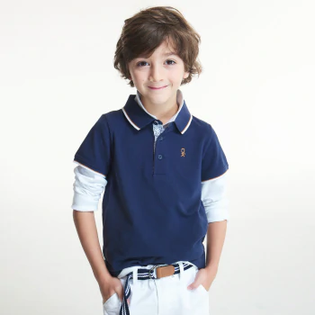 Pique polo shirt with a colorful collar