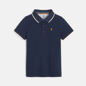 Pique polo shirt with a colorful collar