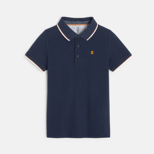 Pique polo shirt with a colorful collar