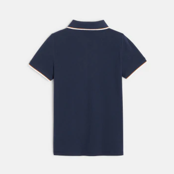 Pique polo shirt with a colorful collar