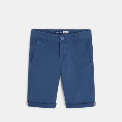 Solid slim fit canvas Bermudas