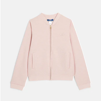 Girls' sparkly pink zipped campus sweatshirt