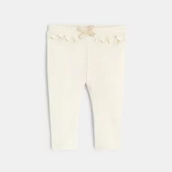 Baby girls 'beige fleece trousers with ruffled waistband