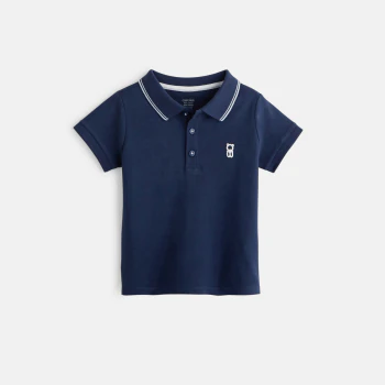 Plain-colored piqué knit polo shirt