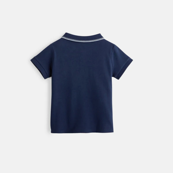 Plain-colored piqué knit polo shirt