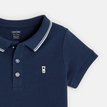 Plain-colored piqué knit polo shirt