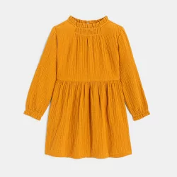 Girls orange cotton gauze dress