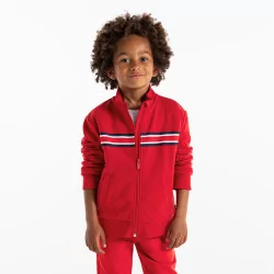 Boys' red stand-up collar zip-up sweatshirt