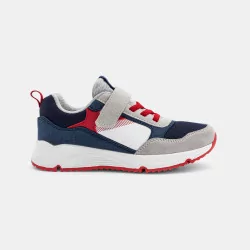 Boys' blue running chunky trainers with laces and Velcro