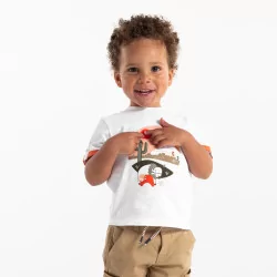 Baby boys' white American bison print T-shirt