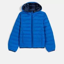 Boys' warm lightweight blue puffer jacket