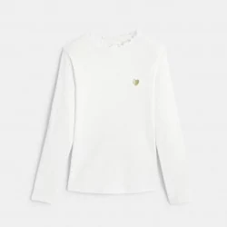 Girls' white ribbed T-shirt...