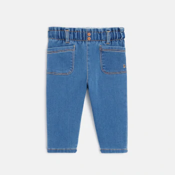 Baby girls' blue paper-bag jeans