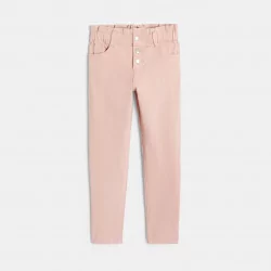 Girls' pink mum paper-bag trousers