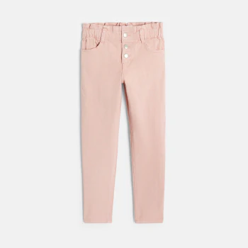 Girls' pink mum paper-bag trousers